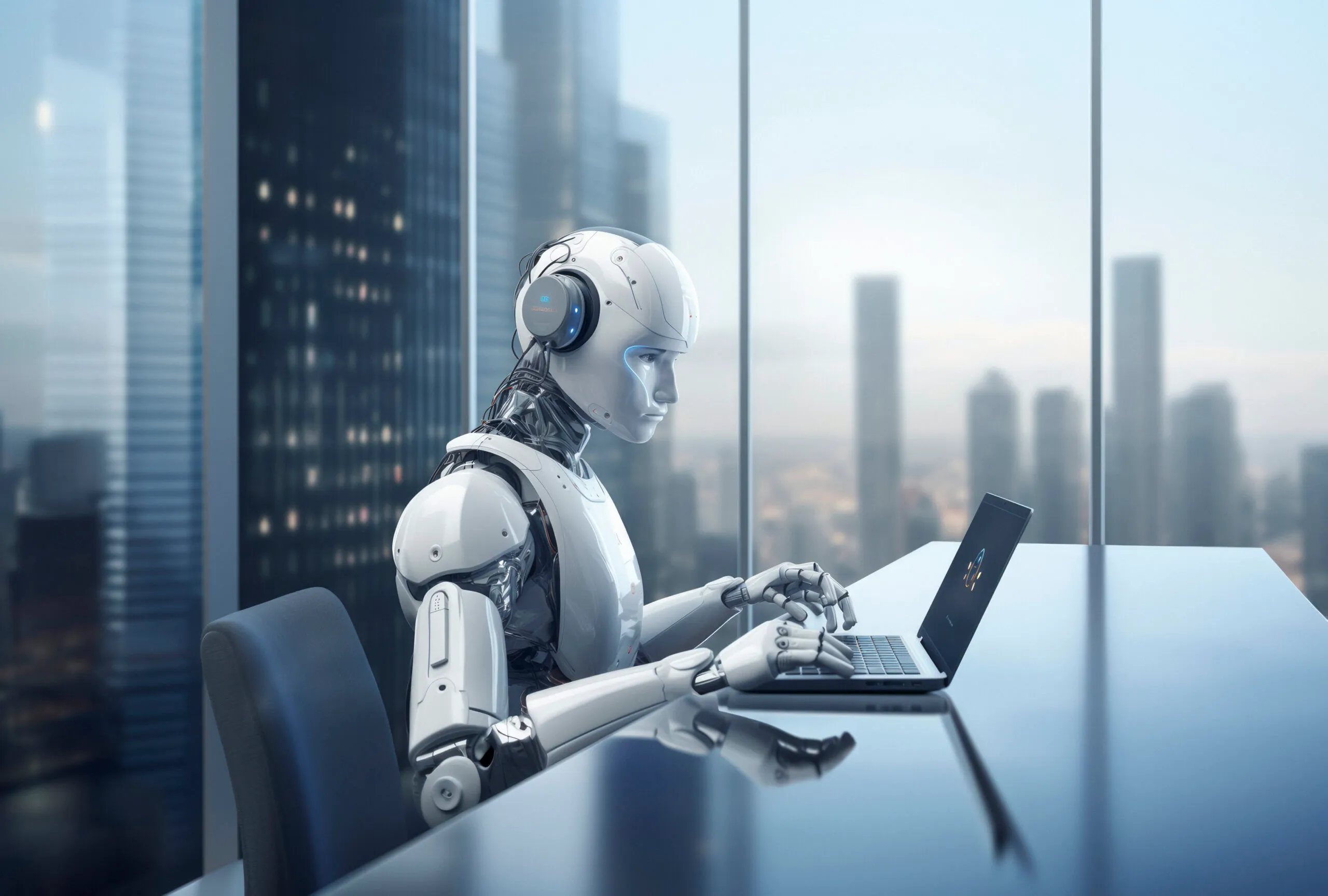 robot working in an office instead of a human